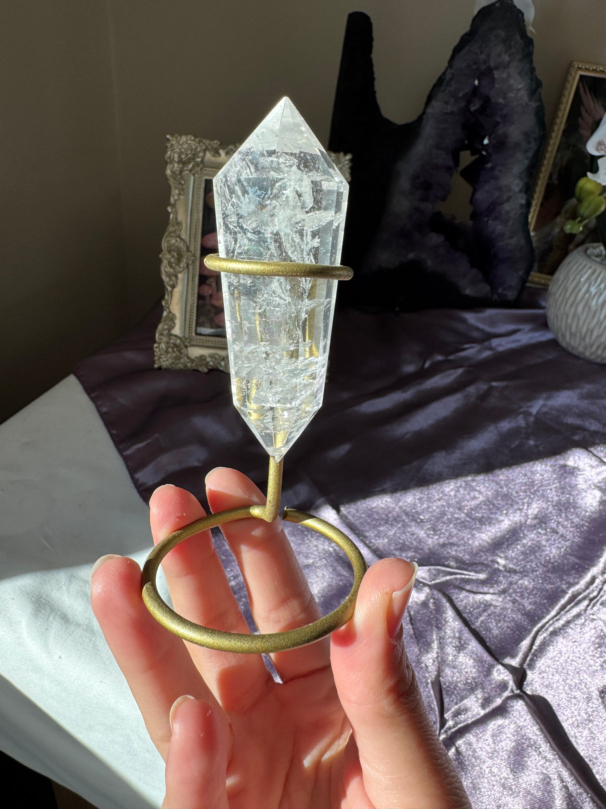 Clear Quartz Vogel (rainbow)