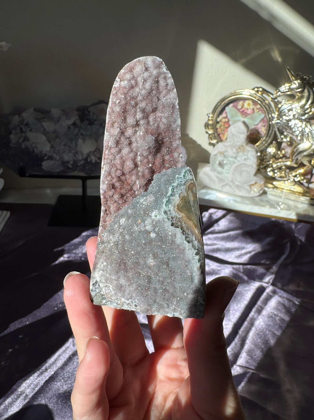 Sugar Druzy Rainbow Amethyst Cut Base