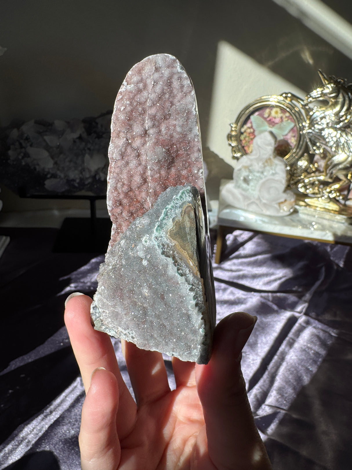 Sugar Druzy Rainbow Amethyst Cut Base