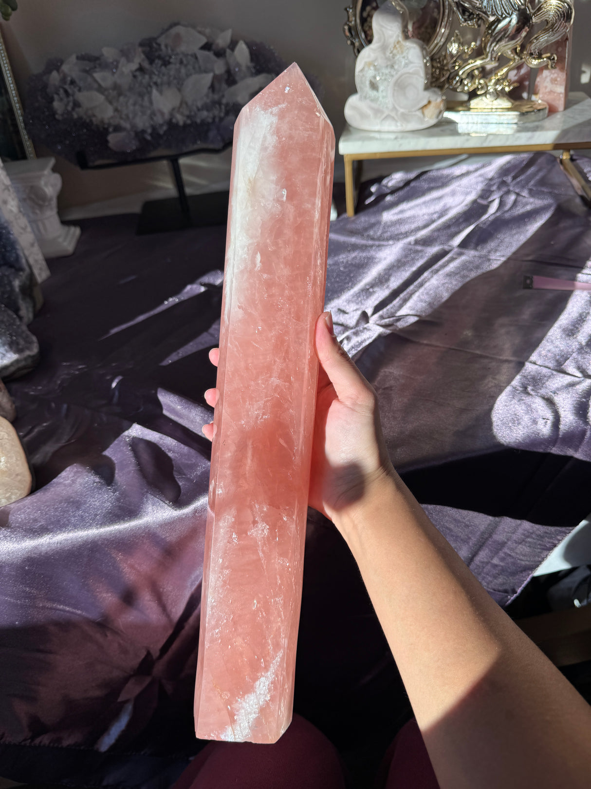 XL Juicy Rose Quartz Tower (imperfect)