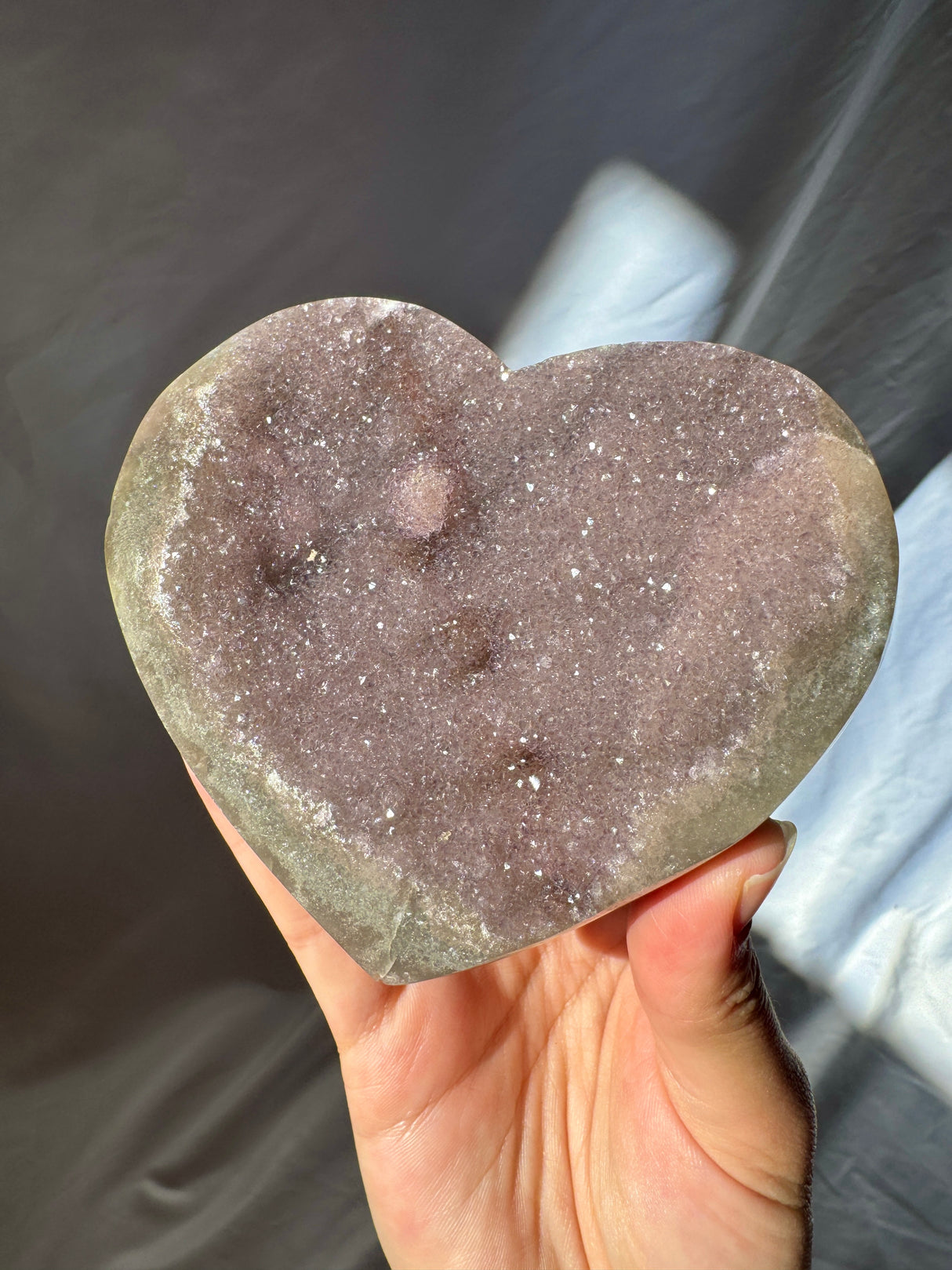 Lavender Druzy Rainbow Amethyst Heart