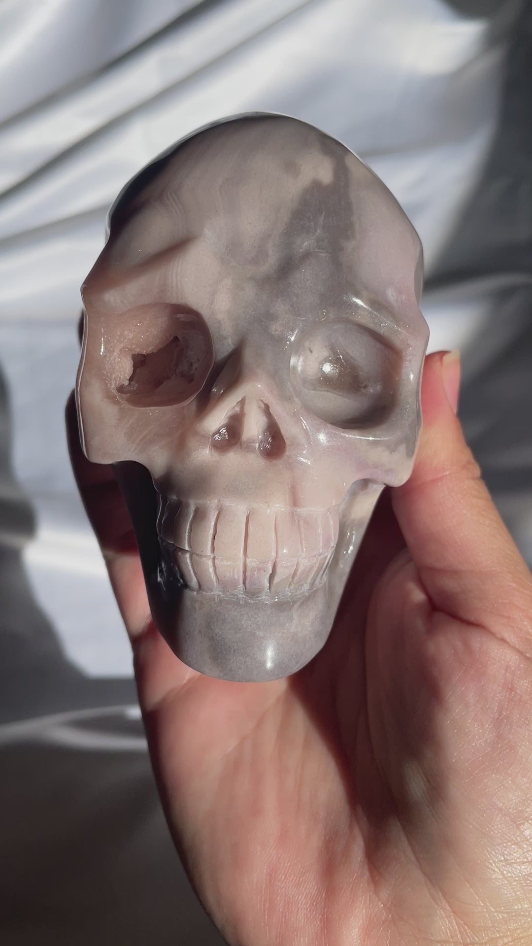 Pastel Pink Amethyst Skull with Orbs