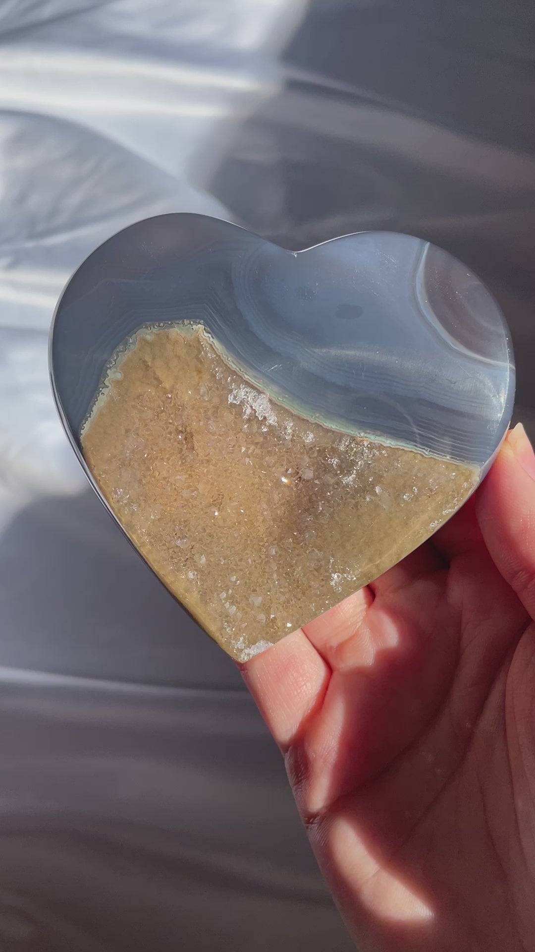 Navy Agate Amethyst Heart with Khaki Druzy