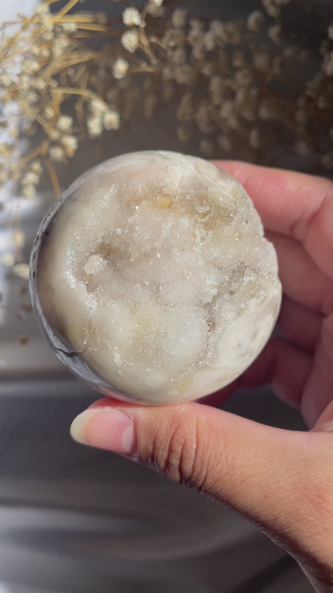 Druzy White Pink Amethyst Sphere