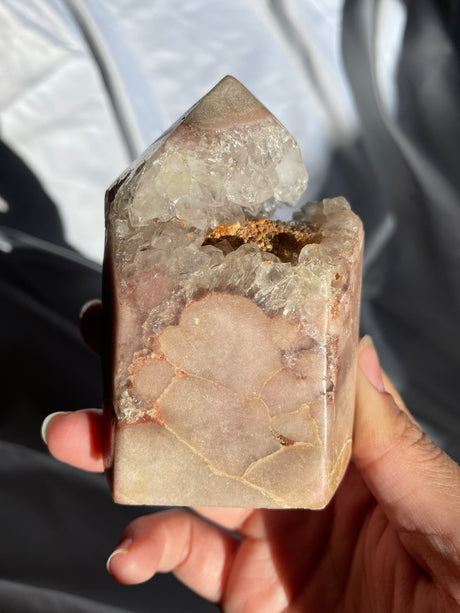 Pink Amethyst Tower with Quartz Points