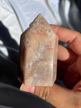 Pink Amethyst Tower with Quartz Veins