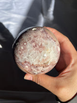 Flower Agate Sphere with Quartz