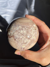 Flower Agate Sphere with Quartz