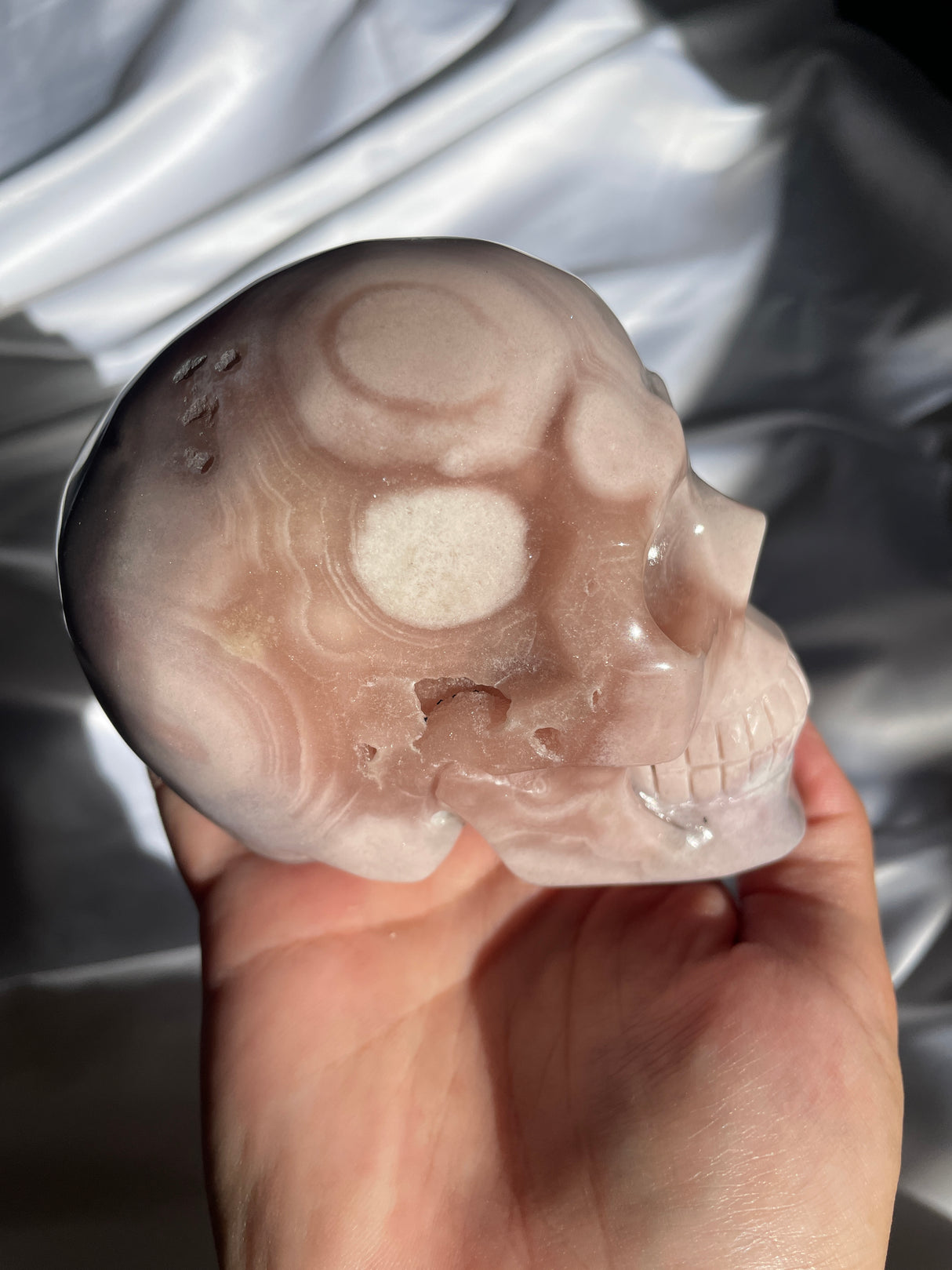 Pastel Pink Amethyst Skull with Orbs