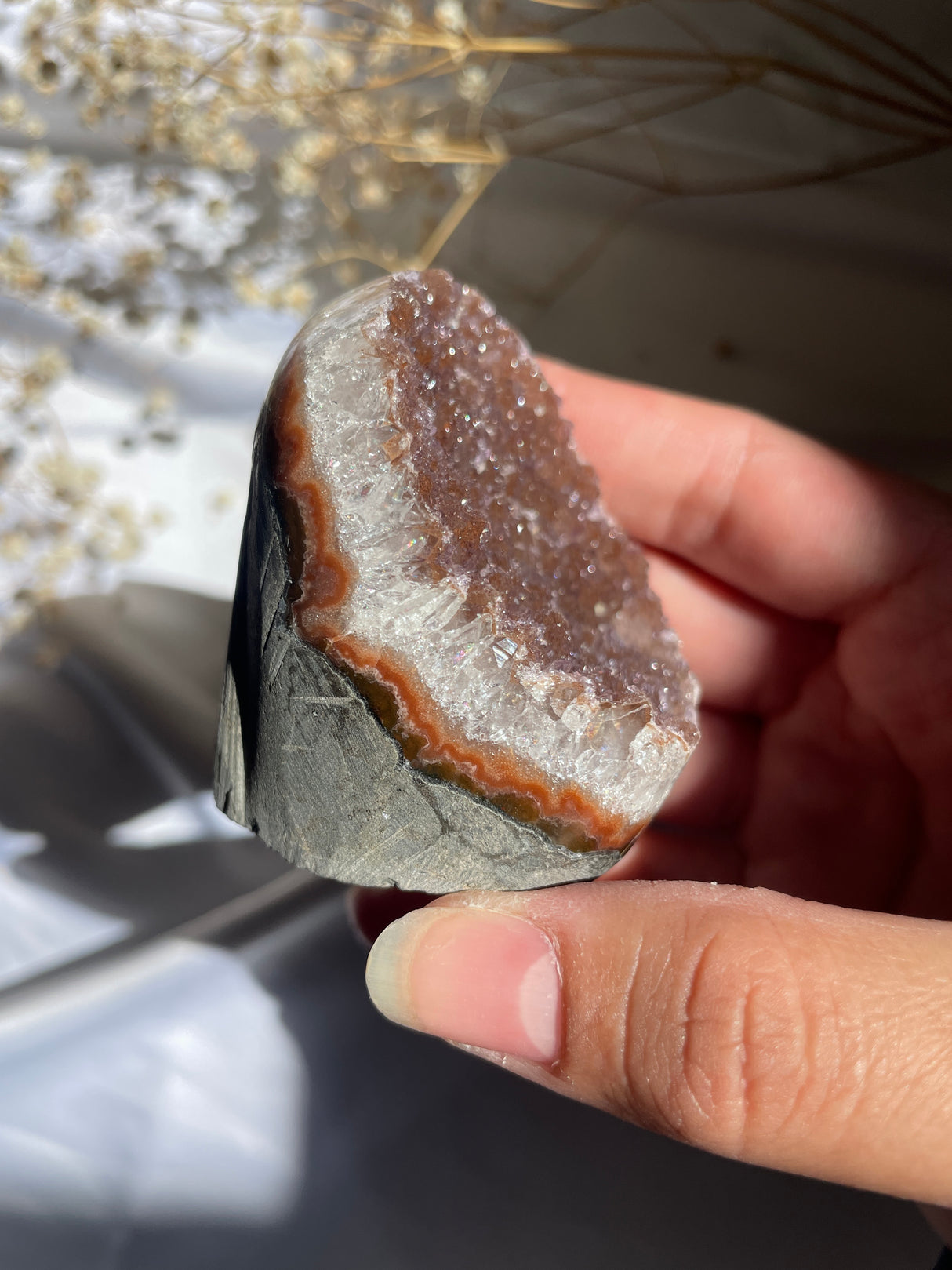 Rainbow Uruguayan Amethyst Cut Base