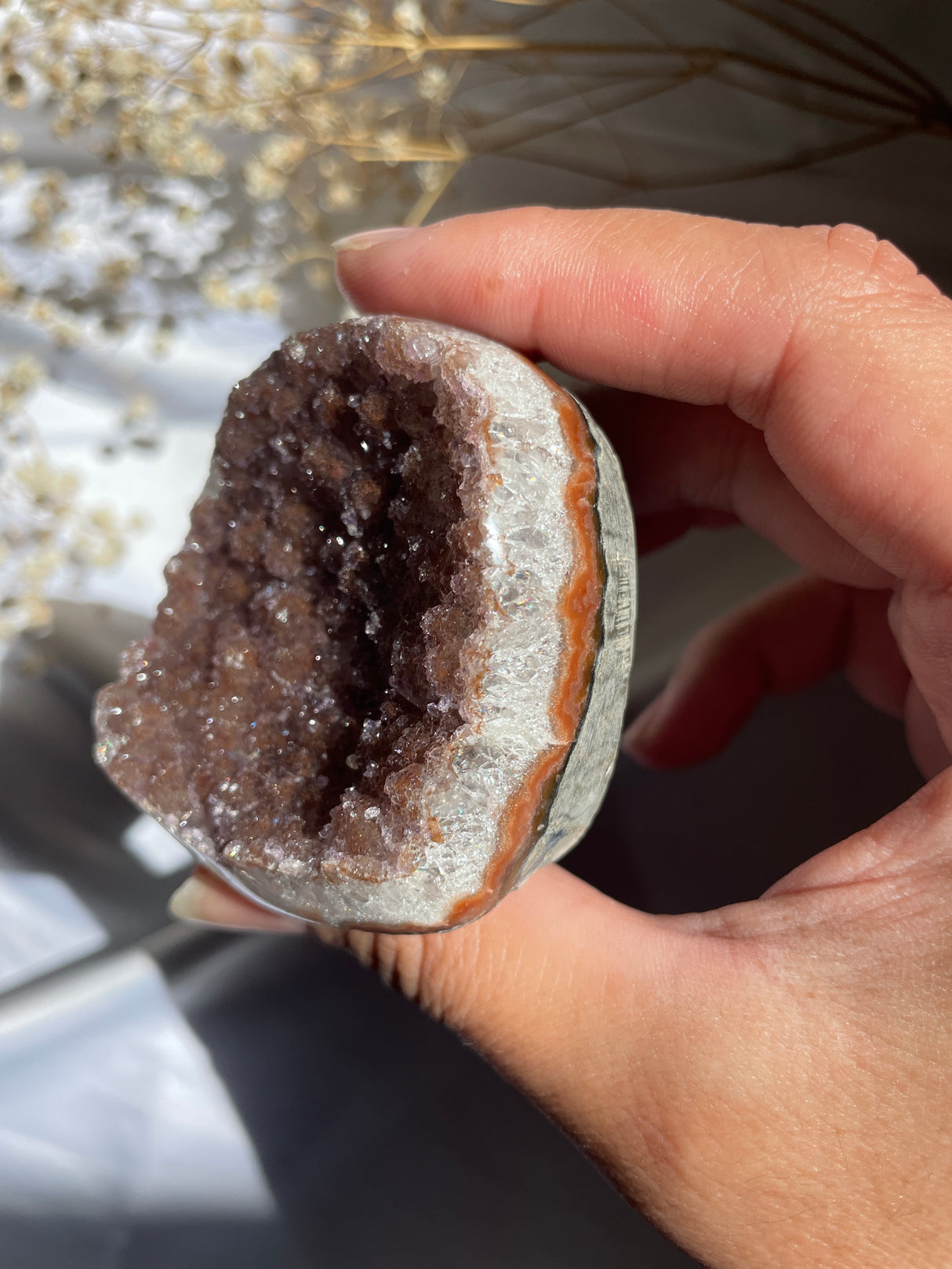 Rainbow Uruguayan Amethyst Cut Base