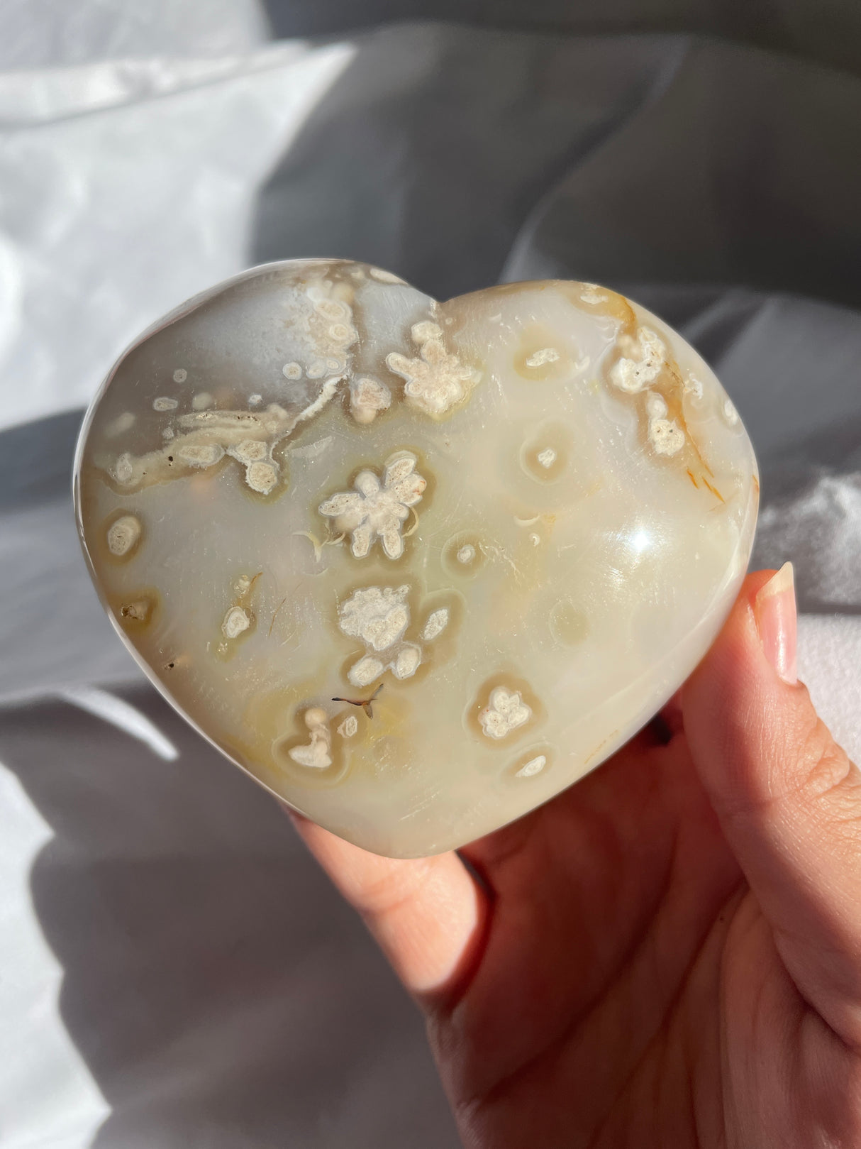 Pastel Flower Agate Heart