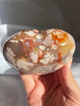 Red Flower Agate Heart with Amethyst