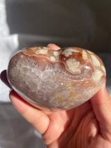 Red Flower Agate Heart with Amethyst