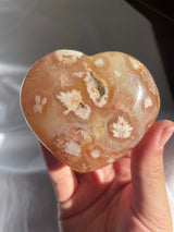 Flower Agate Heart with Carnelian