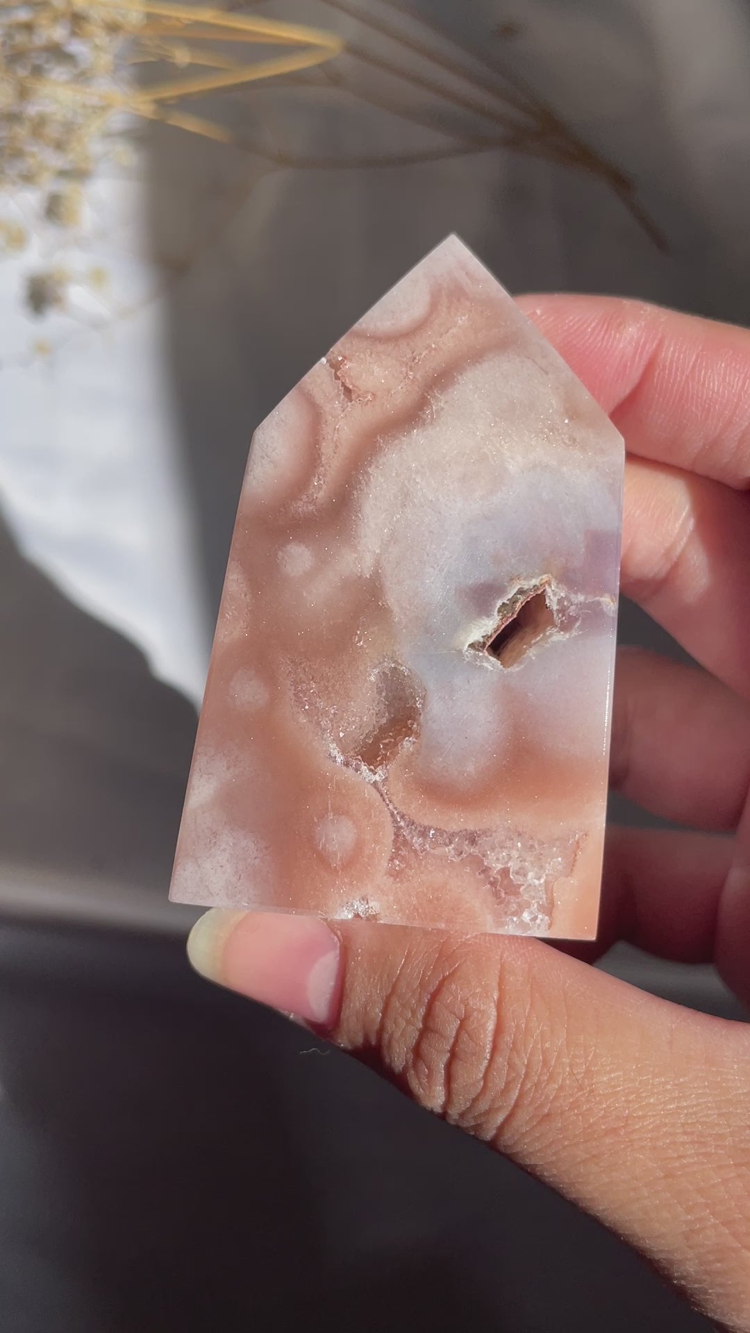 Flower Agate x Pink Amethyst Tower