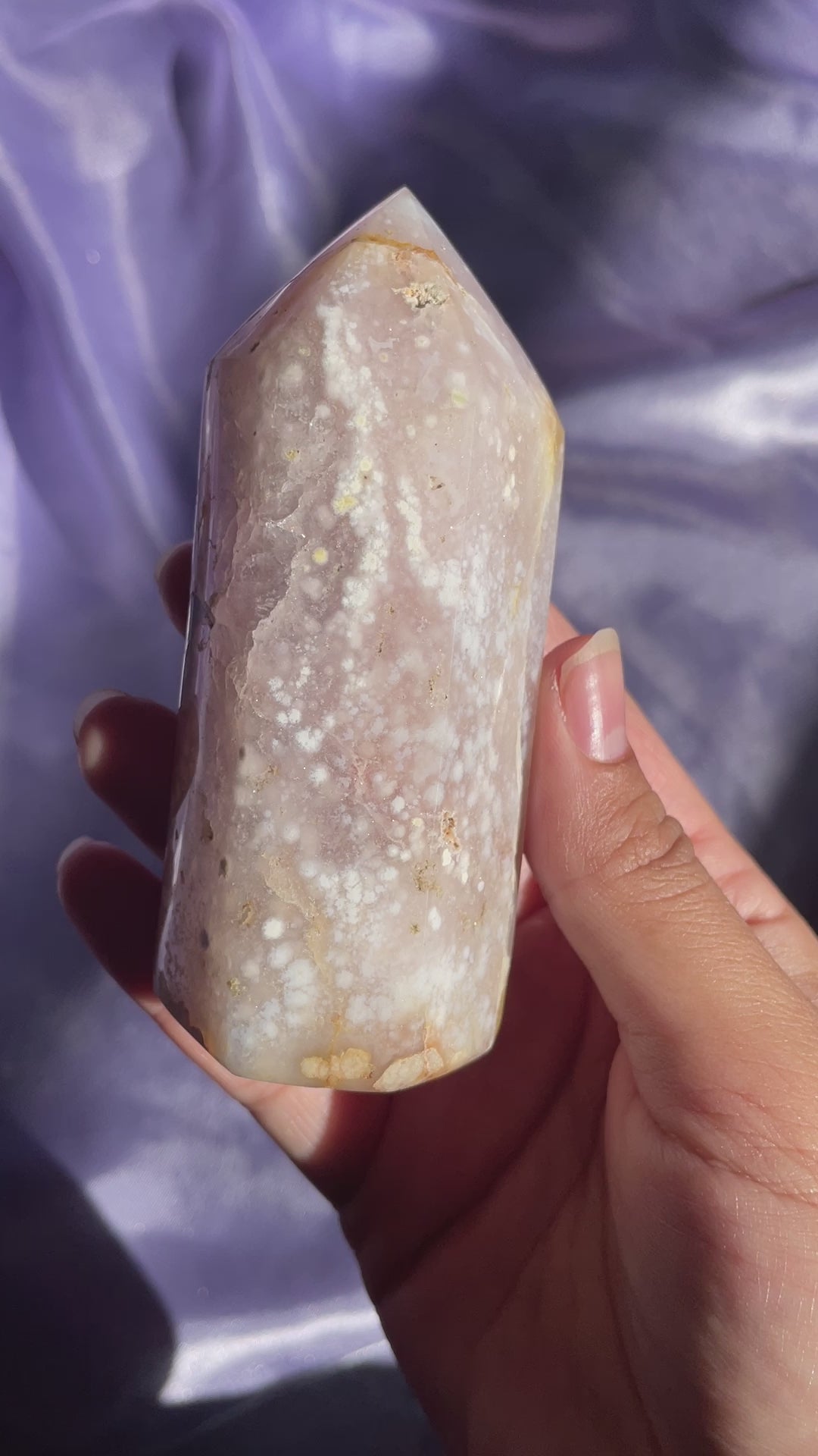 Flower Agate Tower with Amethyst