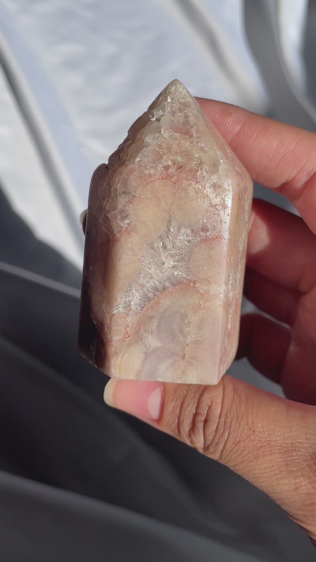 Pink Amethyst Tower with Quartz Veins