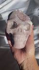 Pink Amethyst x Flower Agate Skull with Amethyst Cave