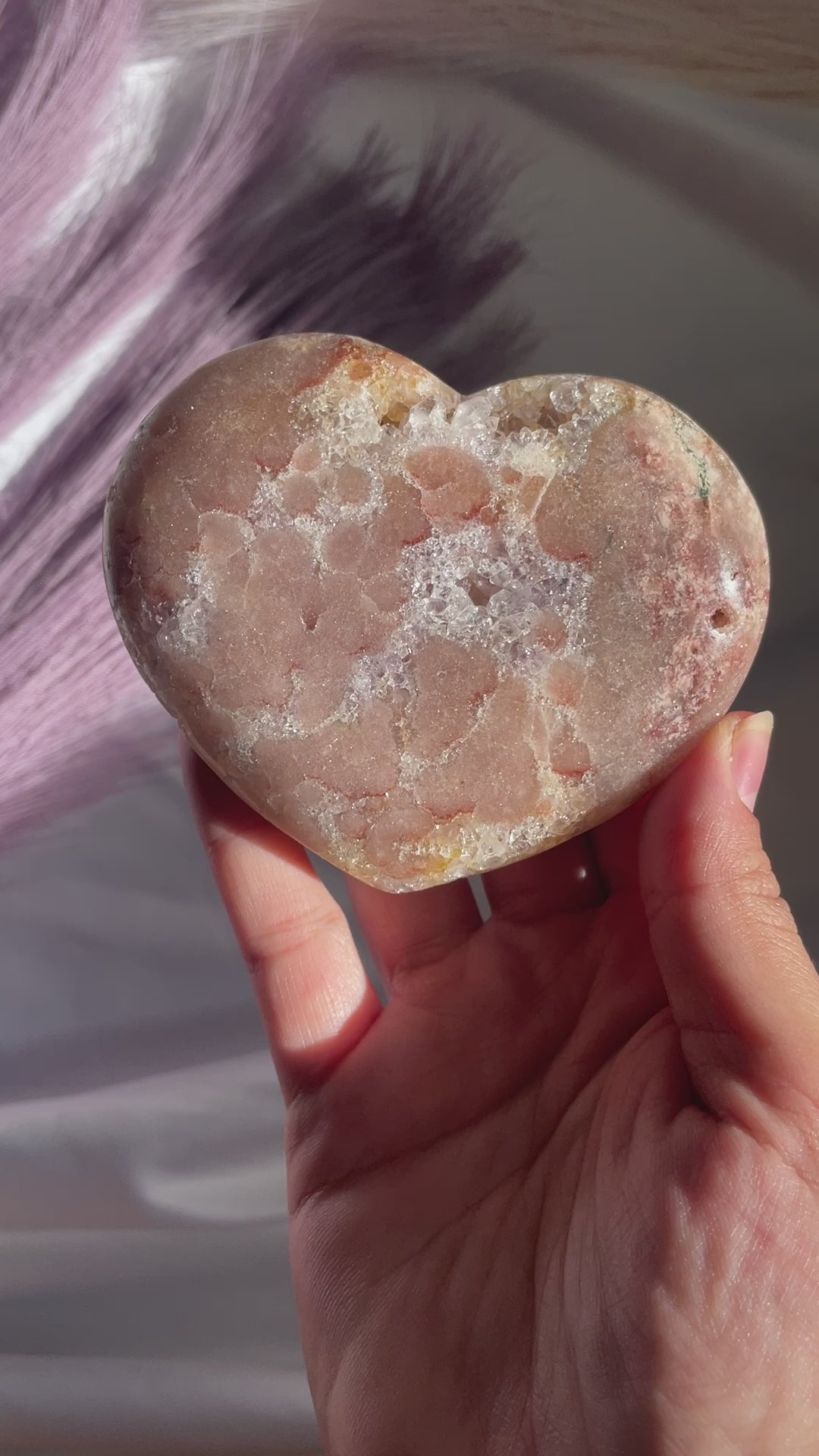 Pink Amethyst Heart with Quartz Veins