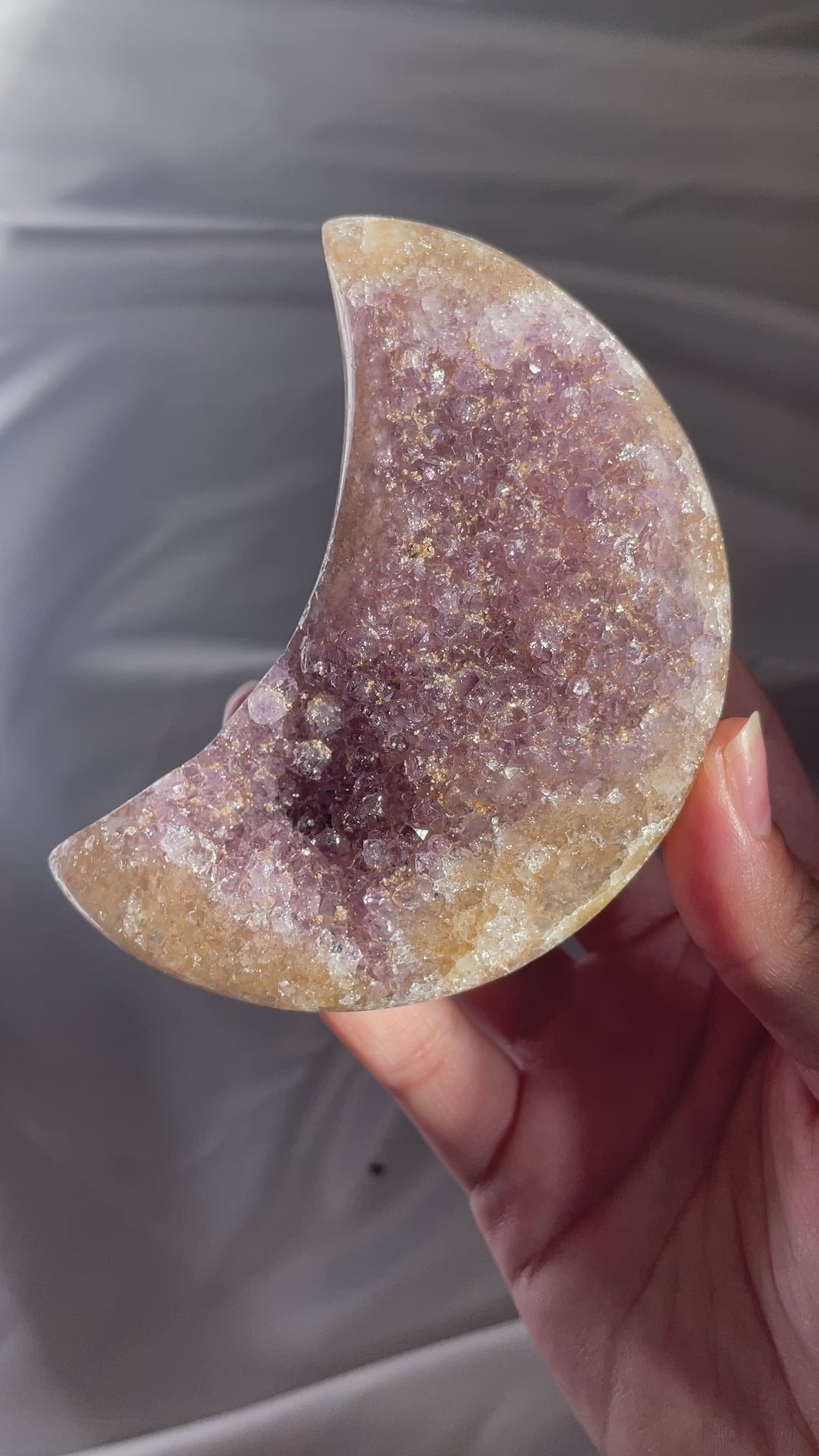 Mauve Uruguayan Amethyst Moon with Brown Sugar Druzy