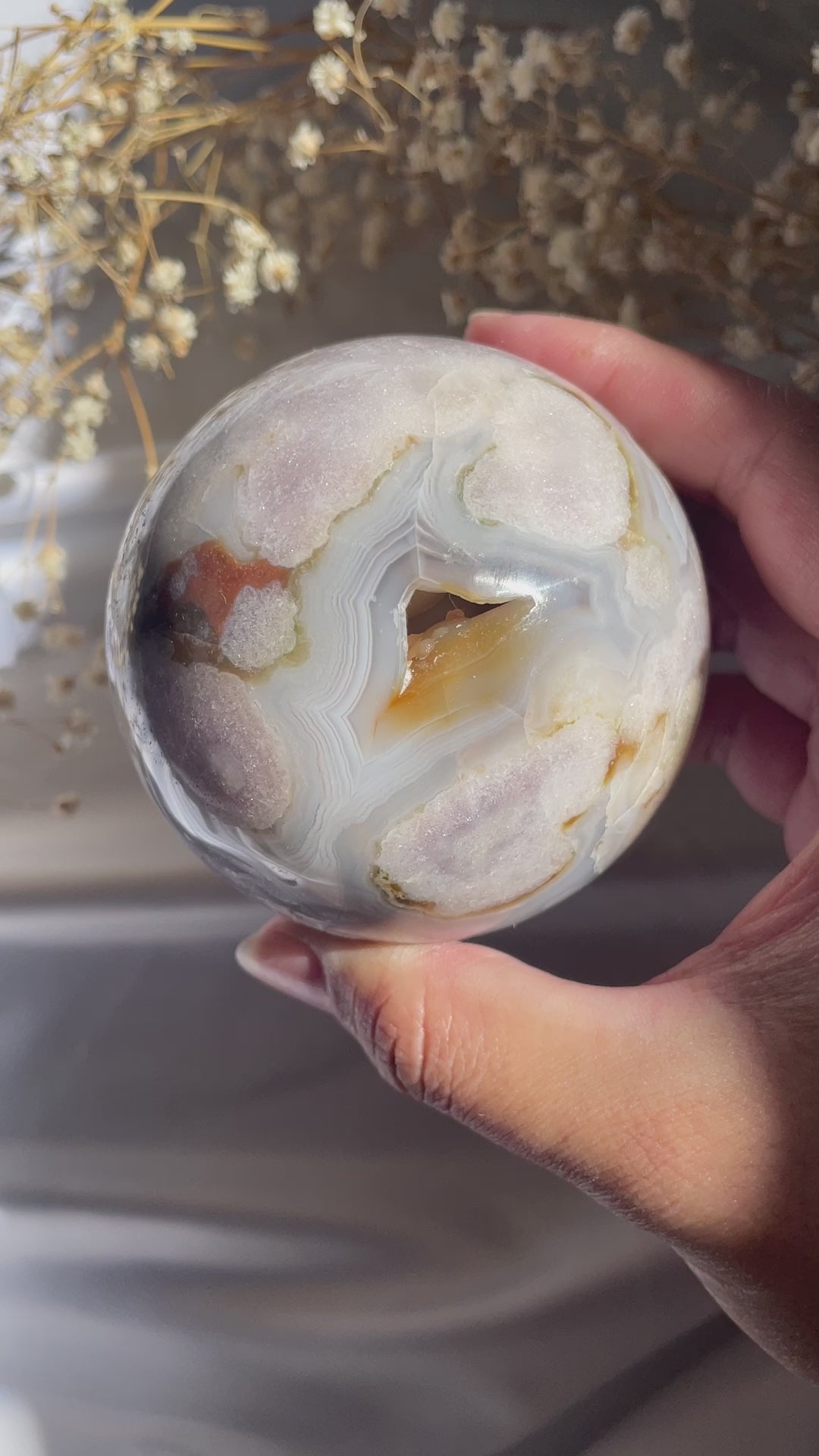 Pink Amethyst Sphere with Agate