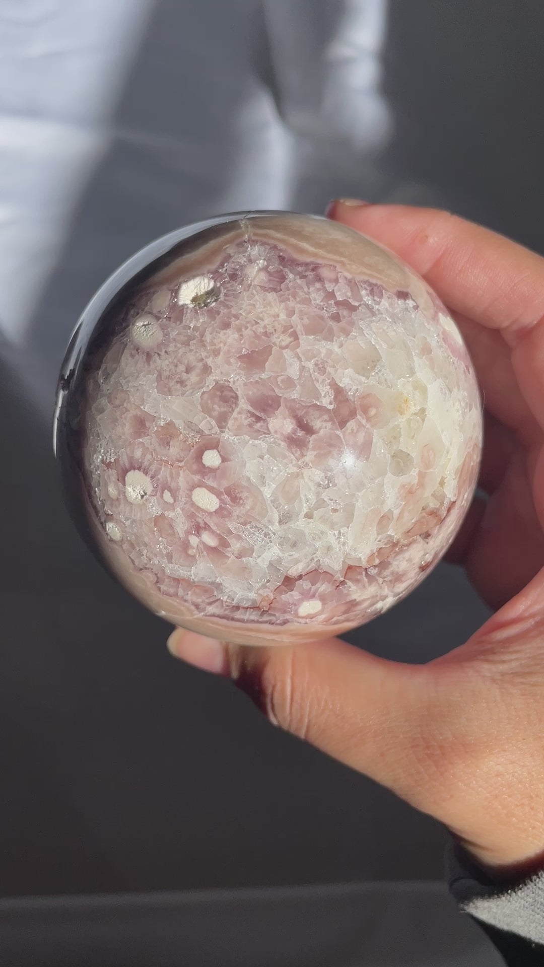 Flower Agate Sphere with Quartz