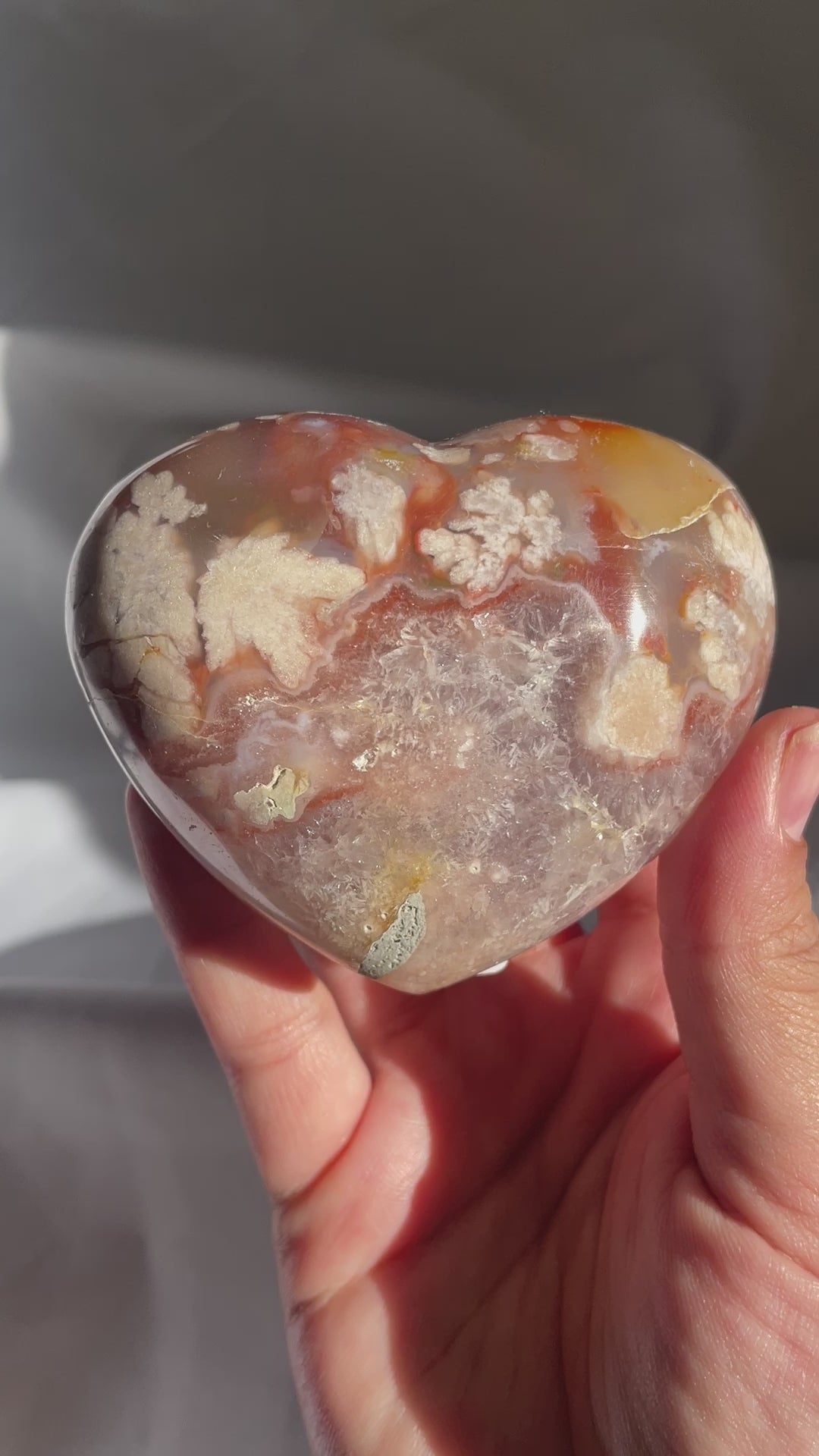 Red Flower Agate Heart with Amethyst